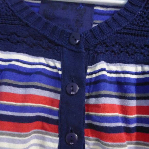 EDC, small, striped cardigan, 3 button front, open bottom, GUC - Picture 7 of 14